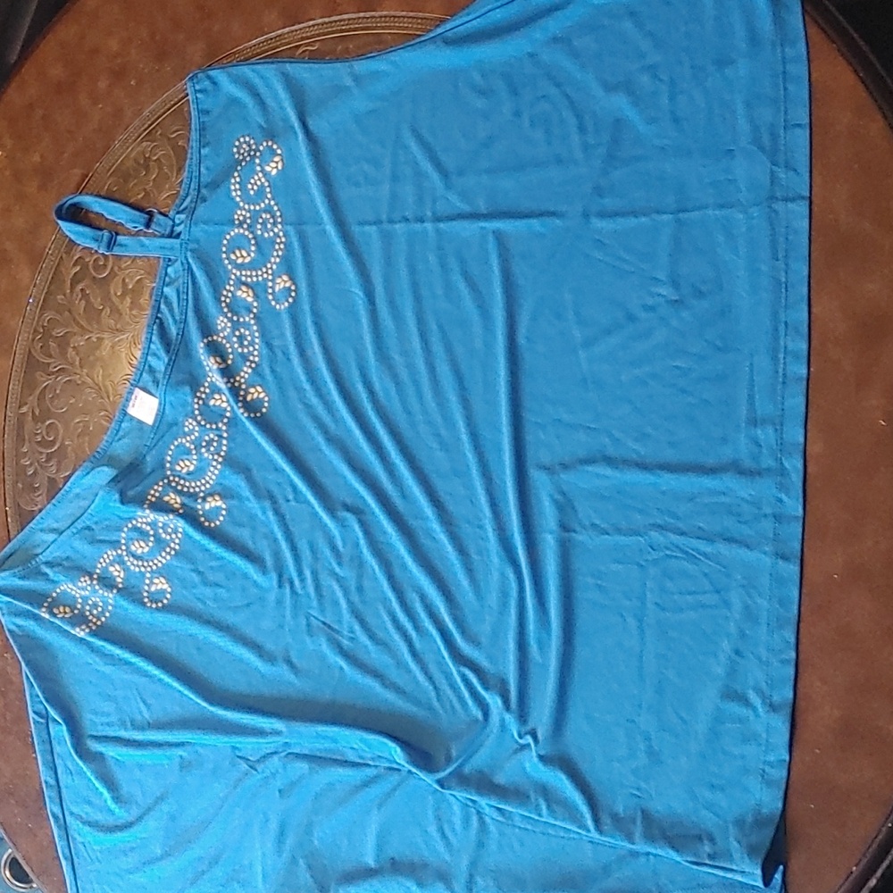 $10 Add On Blue Off the Shoulder Top Sz 2X